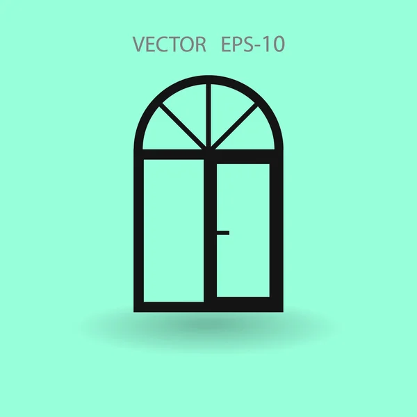 Flat long shadow Icono de ventana, ilustración vectorial — Archivo Imágenes Vectoriales