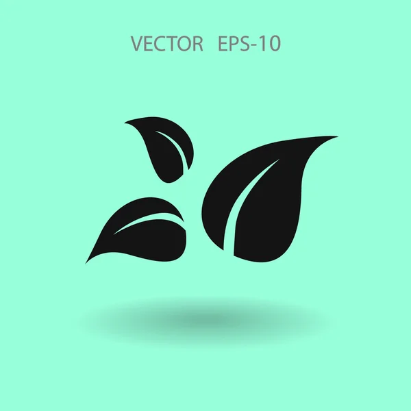 Lapos eco levél ikon — Stock Vector