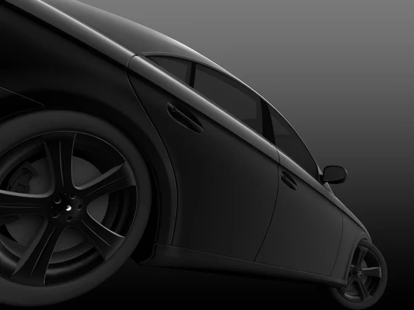 Schwarzer Sportwagen auf schwarzem Hintergrund — Stockfoto