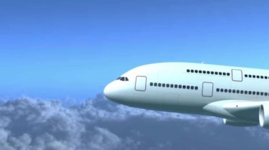 Bulutlar bir arka plan üzerinde uçan büyük jet uçağı