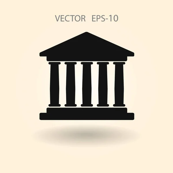 Platte pictogram van bank gebouw — Stockvector