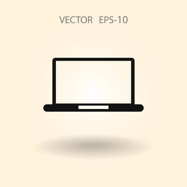 Ikon laptop yang datar - Stok Vektor