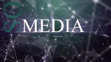 Sosyal medya Kinetik tipografi metin animasyonu bir pleksus üzerinde teknoloji ve mühendislik arka plan soyut