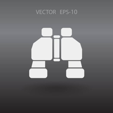 Düz uzun dürbün simgesi, vektör çizim gölge