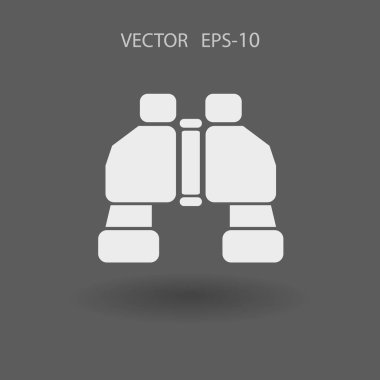 Düz uzun dürbün simgesi, vektör çizim gölge