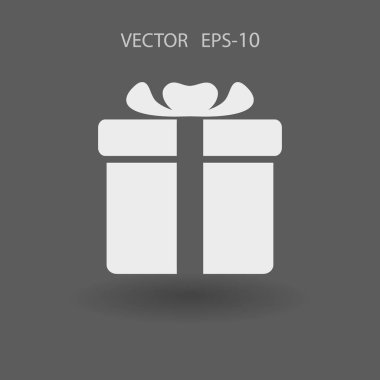 Düz uzun hediye kutusu simgesi, vektör çizim gölge