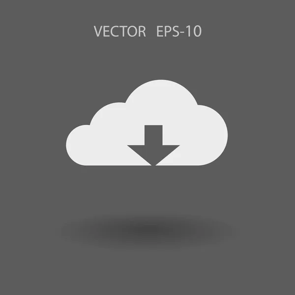 Icono plano de la nube de descarga. ilustración vectorial — Vector de stock