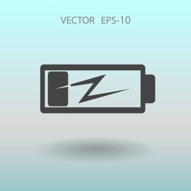Düz pil düşük güç simgesi, vektör çizim