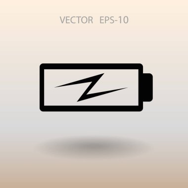 Düz pil düşük güç simgesi, vektör çizim