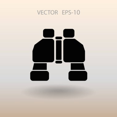 Düz uzun dürbün simgesi, vektör çizim gölge