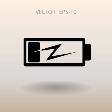 Düz pil düşük güç simgesi, vektör çizim
