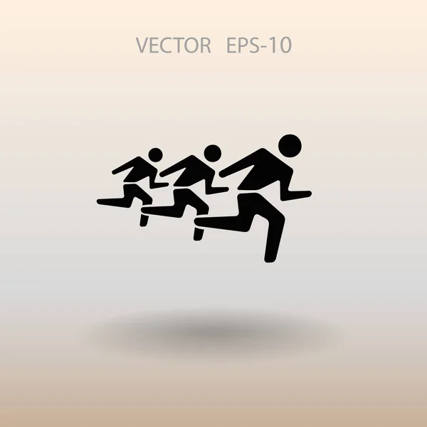 Flat icon of running mans. vector illustration — Stock Vector