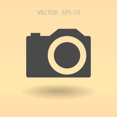 Düz simgesi bir fotoğraf makinesi. vektör çizim