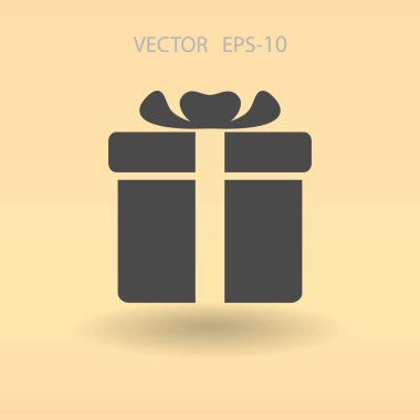 Düz uzun hediye kutusu simgesi, vektör çizim gölge