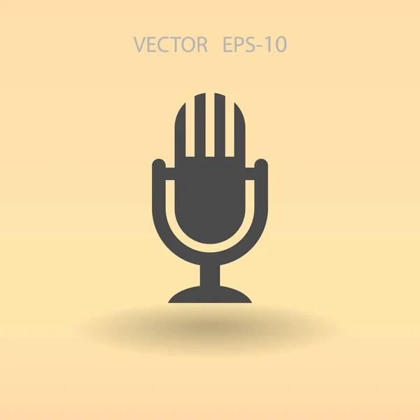 Icono plano del micrófono. ilustración vectorial — Vector de stock