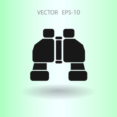 Düz uzun dürbün simgesi, vektör çizim gölge