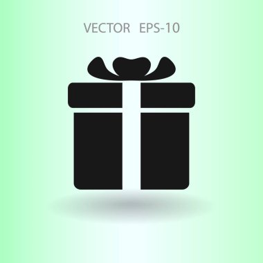 Düz uzun hediye kutusu simgesi, vektör çizim gölge
