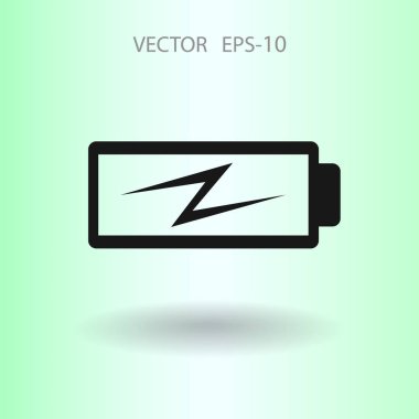 Düz pil düşük güç simgesi, vektör çizim