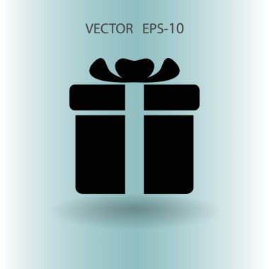 Düz uzun hediye kutusu simgesi, vektör çizim gölge