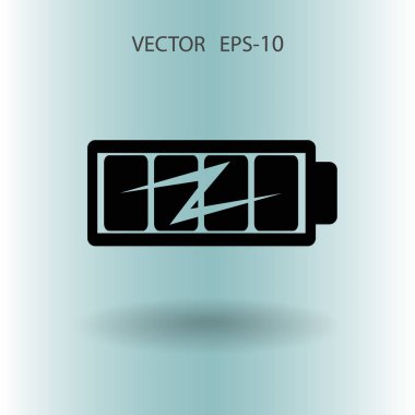 Tam pil şarj simgesi düz, illüstrasyon vektör