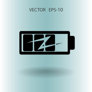 Düz pil simgesi, vektör çizim