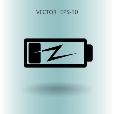 Düz pil düşük güç simgesi, vektör çizim