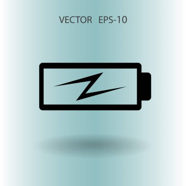 Düz pil düşük güç simgesi, vektör çizim