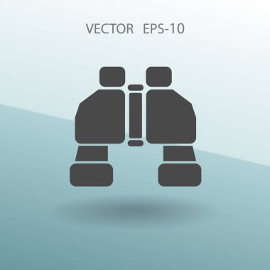 Düz uzun dürbün simgesi, vektör çizim gölge