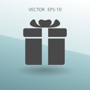 Düz uzun hediye kutusu simgesi, vektör çizim gölge