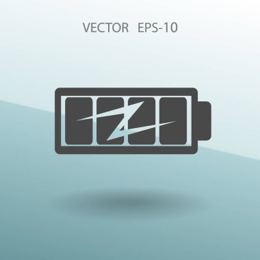 Tam pil şarj simgesi düz, illüstrasyon vektör