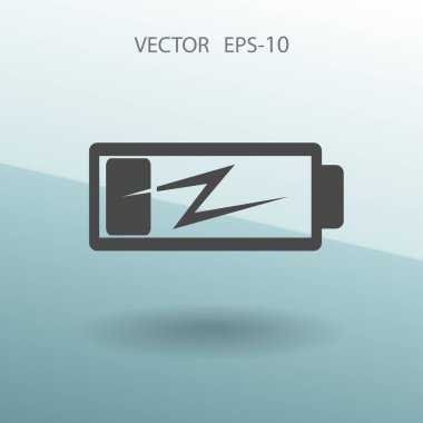Düz pil düşük güç simgesi, vektör çizim