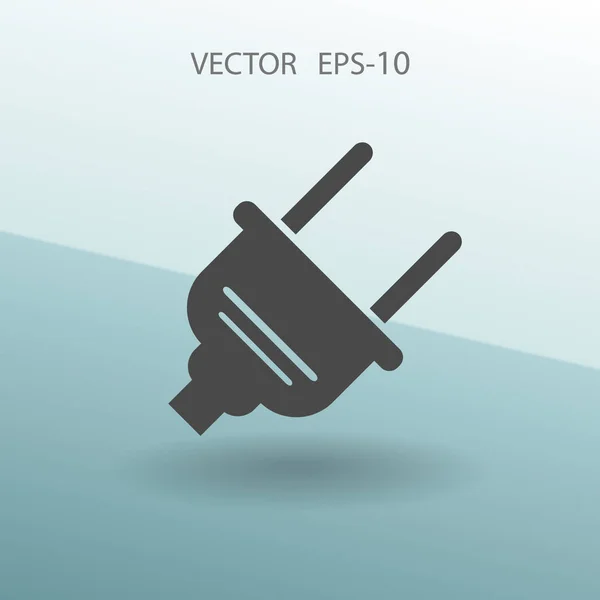 Datar ikon vektor steker daya - Stok Vektor