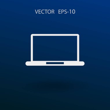 Düz dizüstü bilgisayar ikonu. vektör illüstrasyonu