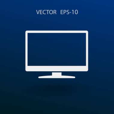 Monitör düz simgesi. vektör çizim