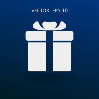 Düz uzun hediye kutusu simgesi, vektör çizim gölge