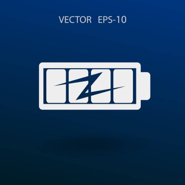 Tam pil şarj simgesi düz, illüstrasyon vektör