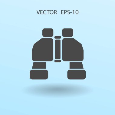 Düz uzun dürbün simgesi, vektör çizim gölge