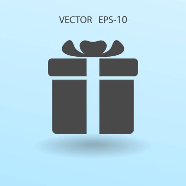 Düz uzun hediye kutusu simgesi, vektör çizim gölge