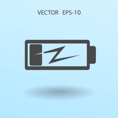 Düz pil düşük güç simgesi, vektör çizim