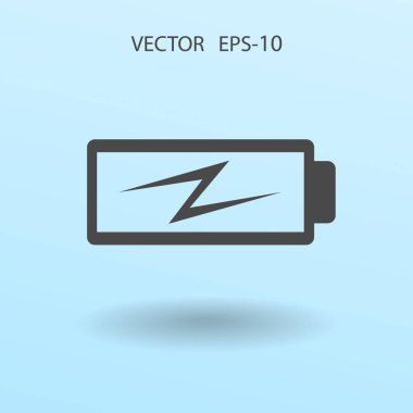 Düz pil düşük güç simgesi, vektör çizim