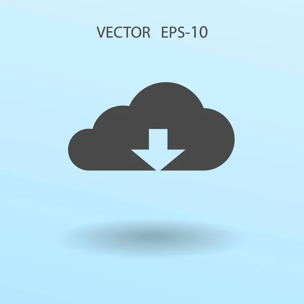Ikon awan unduh yang datar. ilustrasi vektor - Stok Vektor