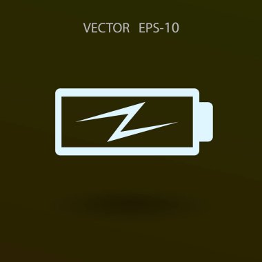 Düz pil düşük güç simgesi, vektör çizim