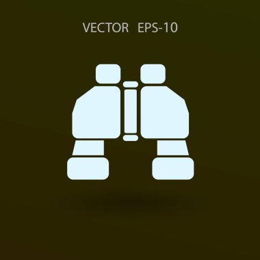 Düz uzun dürbün simgesi, vektör çizim gölge