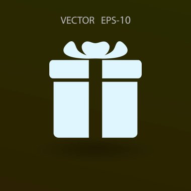 Düz uzun hediye kutusu simgesi, vektör çizim gölge