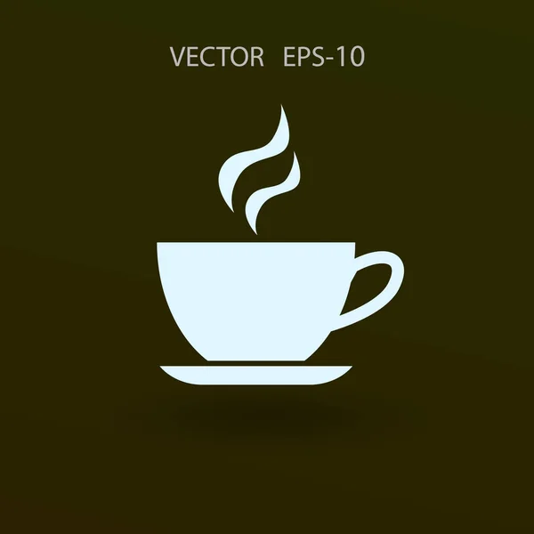 Taza plana de sombra larga del icono de la bebida caliente, ilustración del vector — Vector de stock