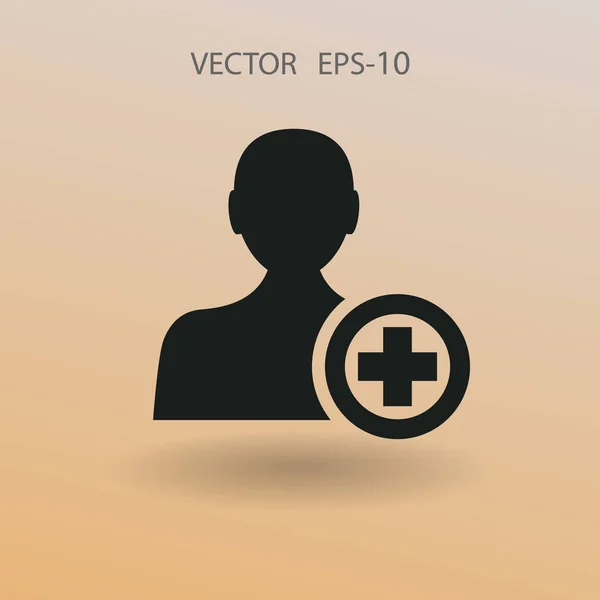 Icono plano de añadir amigo vector ilustración — Vector de stock