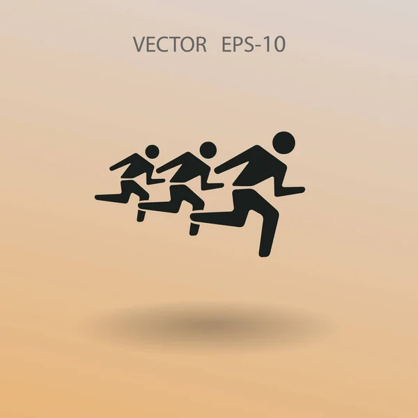 Flat icon of running mans. vector illustration — Stock Vector
