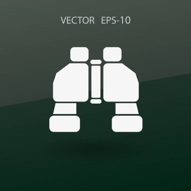 Düz uzun dürbün simgesi, vektör çizim gölge