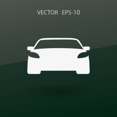 Düz uzun gölge araba simgesi, vektör illüstrasyonu