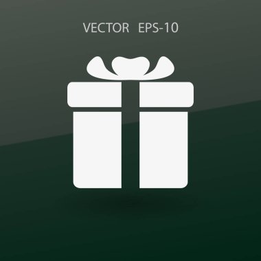 Düz uzun hediye kutusu simgesi, vektör çizim gölge